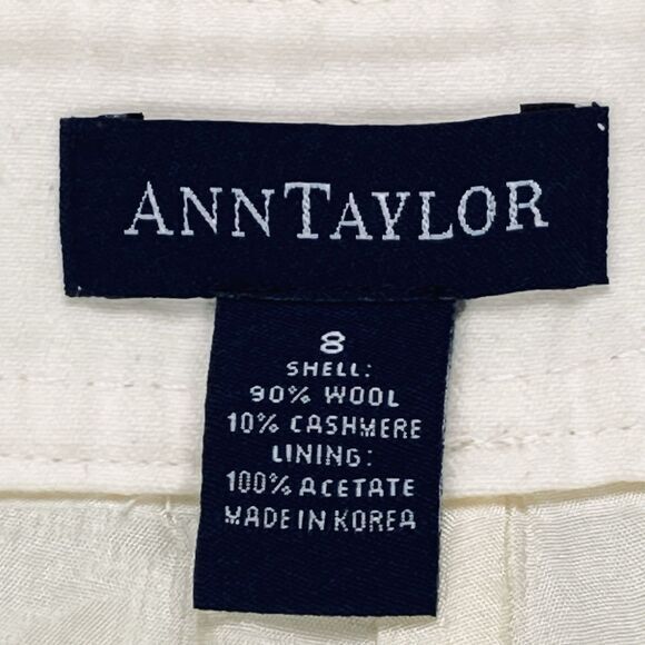 Ann Taylor Wide Leg Dress Pants Size 8 Ivory Wool Cashmere Blend Classic Career - Picture 14 of 16
